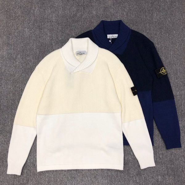 

19fw luxurious brands design compass vintage knitted sweater hoodie jacket men women fashion casual streetwear sweatshirts outdoor shirts, Gray;blue