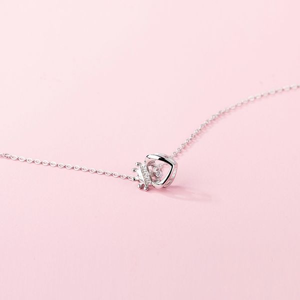 

s925 sterling silver crown подвеска корейский моды циркон heartbeat смарт ожерелье темперамент девушки ключицы цепи оптом