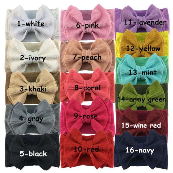

pcs/lot ,5inch new children's double fabric bow with wide nylon headband hair fashion accessories 16 colors, Slivery;white