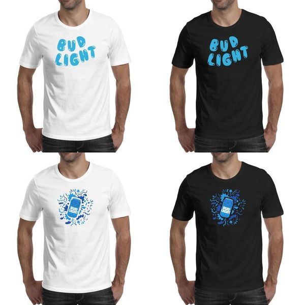 

mens bud light blue logo fashion t shirt printing friends cotton shirts novelty short sleeve tees cans celly of the week white shovel, White;black