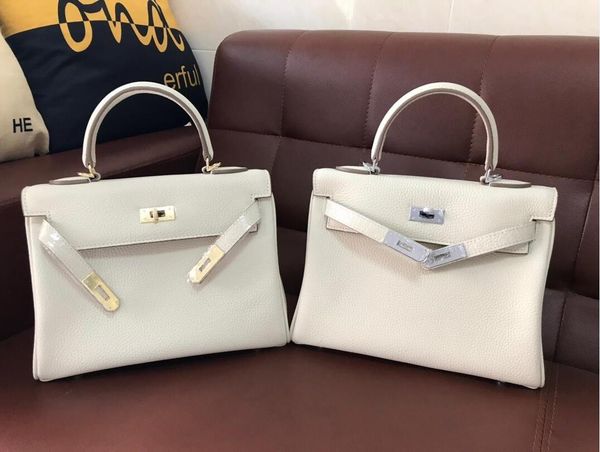 

25cm 28cm 32cm brand totes leather designer k bag milk white women handbag genuine leather cowhide shoulder bags lady handbag high quality