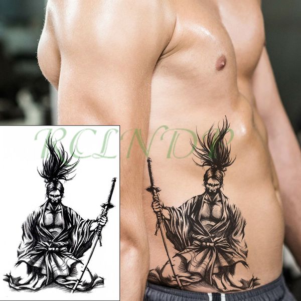 

waterproof temporary tattoo sticker japanese warrior holding a long sword fake tatto flash tatoo big size tattoos for women men