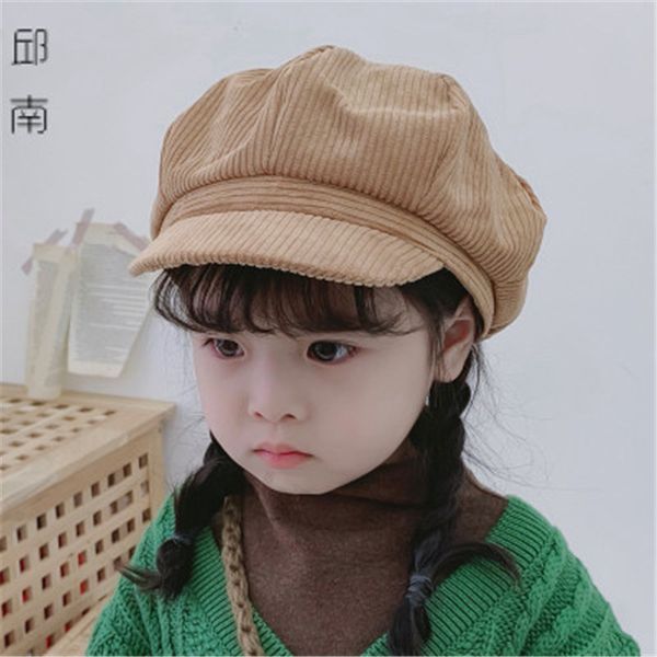 

2019 fall winter solid warm kids children newsboy hat cap soft girl fashion accessories outdoor-qnc, Blue;gray