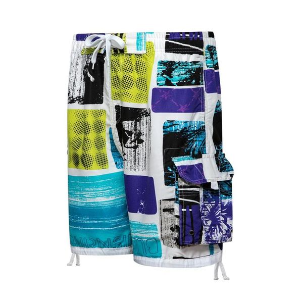 

men board shorts printed summer new loose drawstring mens casual beach shorts splice colourful quick dry hawaii pants us size, White;black