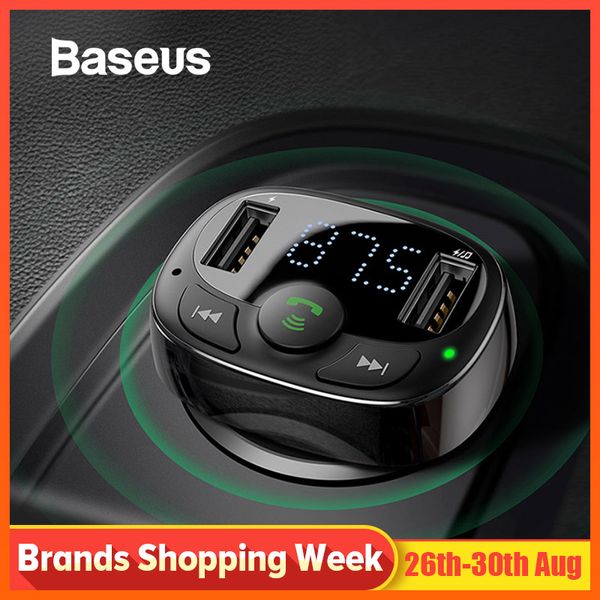 

baseus fm transmitter handsbluetooth car kit for mobile phone lcd mp3 player with 3.4a dual usb car phone charger