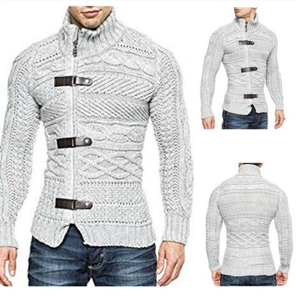

zogaa spring autumn men cardigan sweater fashion men warm knitting sweaters casual slim fit turtleneck jumper winter sweater, White;black