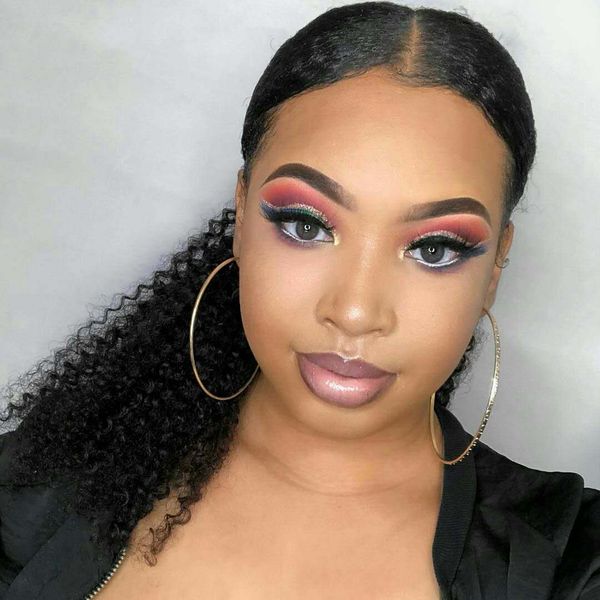 

human hair afro kinky curly ponytail extensions curly drawstring puff ponytail for black women clip in hairpieces for african american 1b#