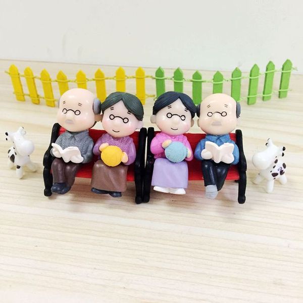 

3pc/set kawaii figures chair book grandma grandpa old couple diy mini fairy garden ornament doll couple gift figurines miniature