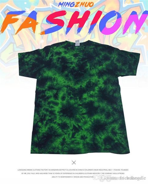 

tie dye зеленый мужской tshirts шеи экипажа с коротким рукавом мужская футболка сыпучие relaxed женская одежда оптом, White;black