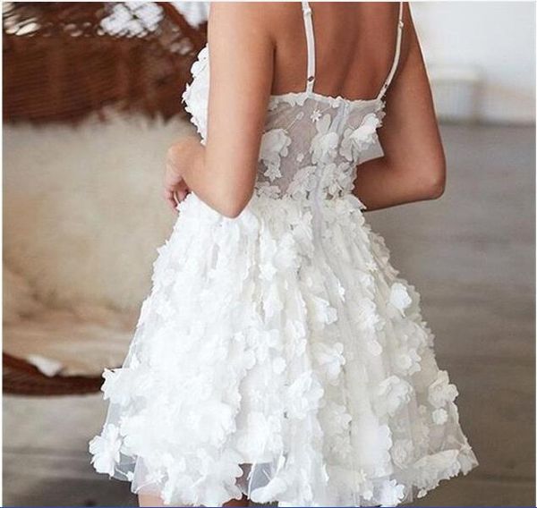 

2019 spaghetti straps lace a line homecoming dresses tulle 3d floral knee length short prom party cocktail dresses bc2275, Red