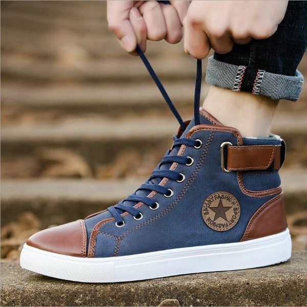 

men new spring autumn fashion sneakers lace-up shoes big size 47 man canvas walking shoes mens high-canvas a56-57, Black