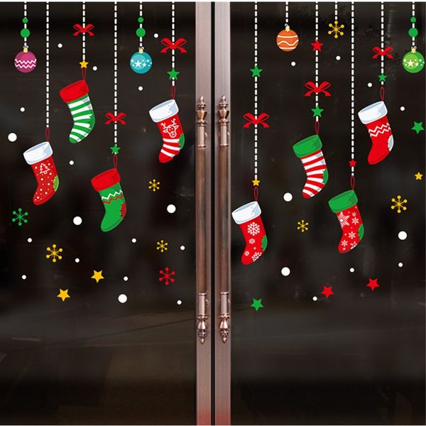 Calzini regalo di Natale Fiocchi di neve Appesi Gli adesivi per finestre in vetro possono essere rimossi