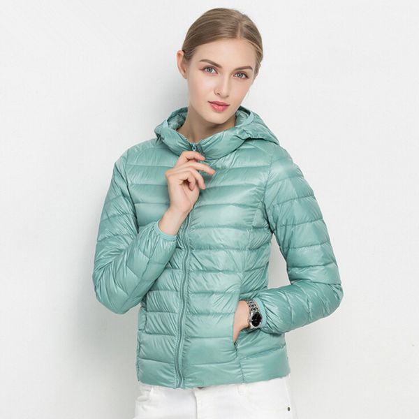 

johnature 2019 hooded 90% white duck jacket autumn winter 12 colors new warm slim zipper women fashion light down coat s-3xl, Black