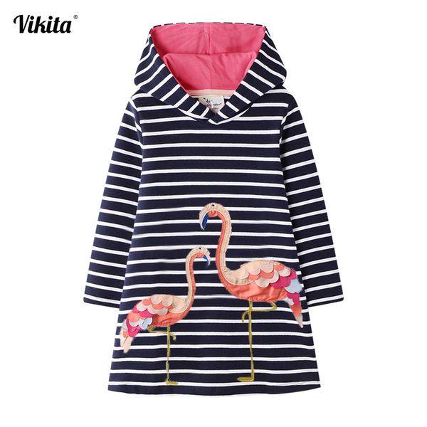 

vikita teenager girls dress зимние толстовки с длинным рукавом толстые теплые платья фламинго для девочек дети единорог мультфильм одежда t2, Red;yellow
