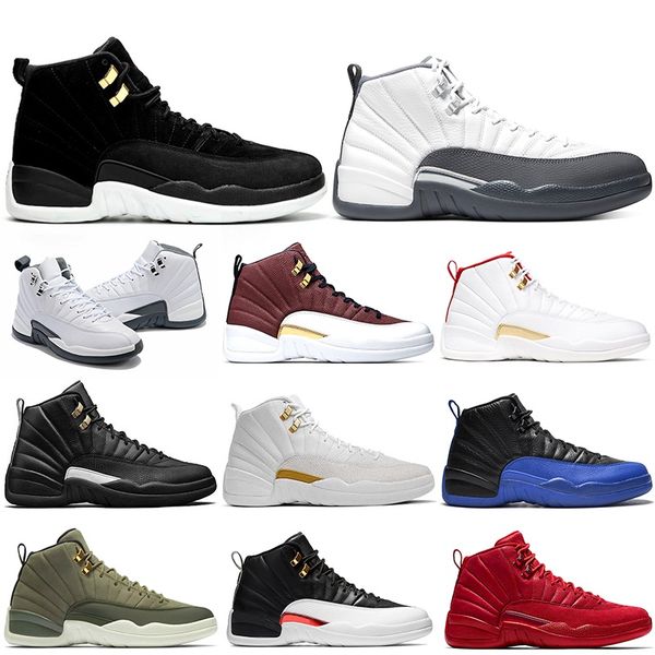 

12 men basketball shoes 12s white grey midnight black reverse taxi mens trainer athletic sports sneakers size 8-13 ing