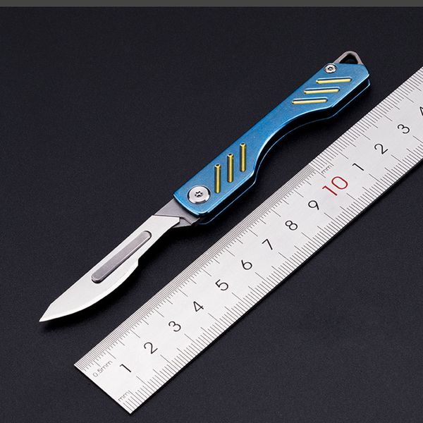 

tc4 titanium handle utility knife portable key chains outdoor edc folding surgical knife fit for 22#/ 23#/ 24# blades
