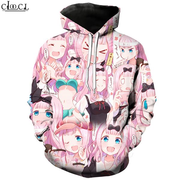 

кагуя sama love is war мужские женские hoodie 3d печати anime girl fujiwara chika мужская одежда harajuku с капюшоном пуловер, Black