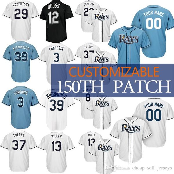 

Customiza Tampa Bay 12 Wade Boggs Rays 3 Evan Longoria 39 evin Kiermaier 46 Alvarado Jose 5 Duffy Matt 63 Castillo Diego Baseball Jerseys