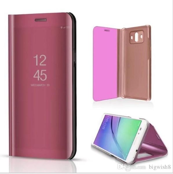 

for huawei mate20 mirror window view wallet leather cases flip stand electroplate phone case for mate10 pro hot