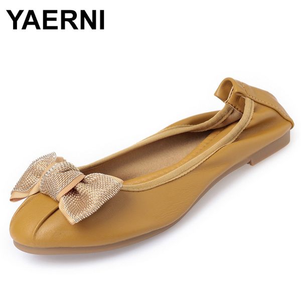 

yaerni new summer spring soft flats woman shoes light weight round toe casual ballet flats ol bowknot comfort office shoese1096, Black