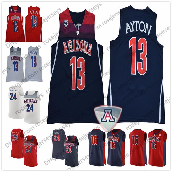 

NCAA Arizona Wildcats #12 Justin Coleman 10 Ryan Luther 10 Bibby 13 Ayton 24 Iguodala Deandre Mike Andre Red Navy Blue White Jersey