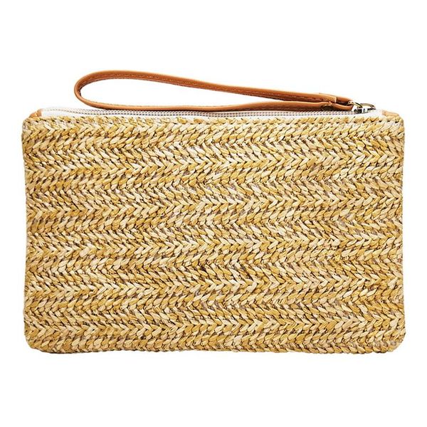 

beach straw hand woven weaving clutch bag casual fashion women wallet handbag summer beach hand bags mobile phone pocket purse