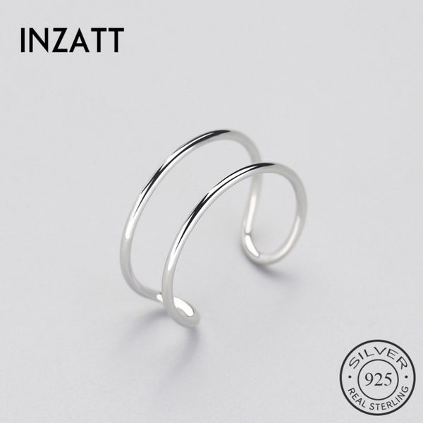 

inzatt minimalist geometric double line adjustable ring genuine 925 sterling silver trendy fine jewelry for charm women bijoux
