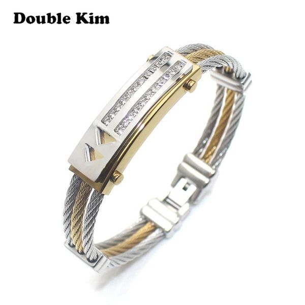 

classic men's inlaid zircon bangle adjustable bracelet titanium stainless steel material fashion metal boyfriend jewelry gift, Black