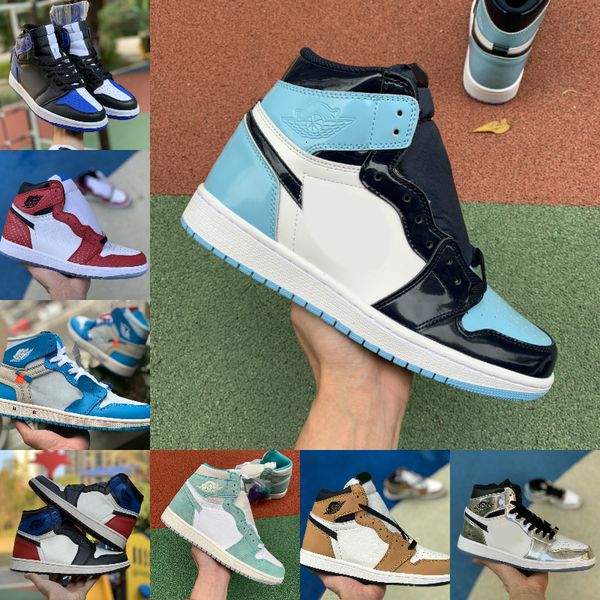 

2020 new high 1 og mid x travis scotts basketball shoes turbo green origin story gs banned nrg rebel xx union retros 1s unc white blue shoes, Black