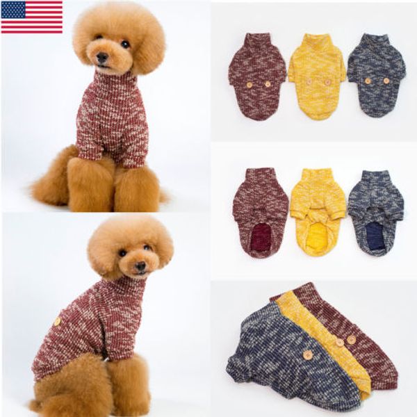 

us pet dogs sweater jumpsuit clothes puppy soft knit costume winter warm apparel