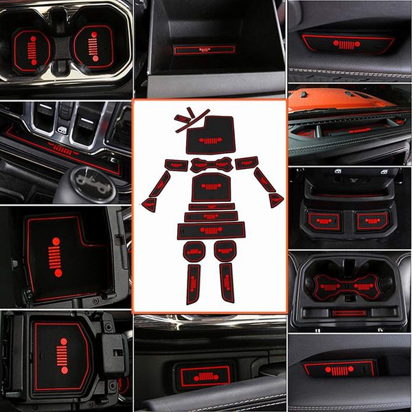 Non Slip Gate Slot Mats Latex Door Pad Cup Mat For Jeep Wrangler Jl 2018 2019 Interior Parts Accessoriesred Auto Drink Holders Auto Holder From