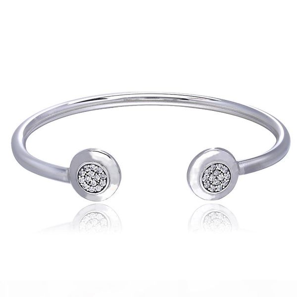

2017 europe popular 925 sterling silver bracelet bangle for women fashion jewelry silver wedding bangle with zircon wholesale, Black