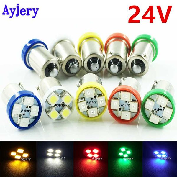 

ayjery 500 pcs 24v ba9s 1210 4 smd t4w t11 led bulbs turn signal lights auto car light 4 led light white blue red car styling