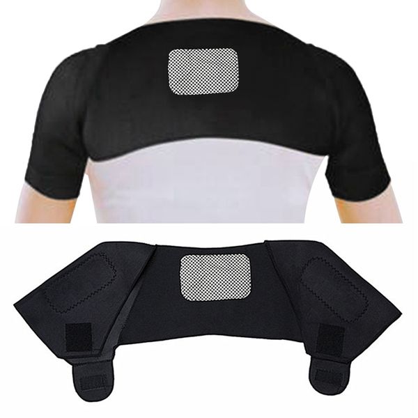 

1pcs self-heating shoulder pads support massager magnetic cervical shoulder pad massage sports safety, Black;blue