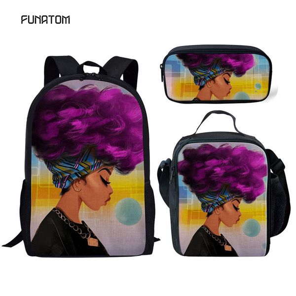 

children school bags for kids black girl magic afro lady printing school bag teenagers shoulder book bag mochila