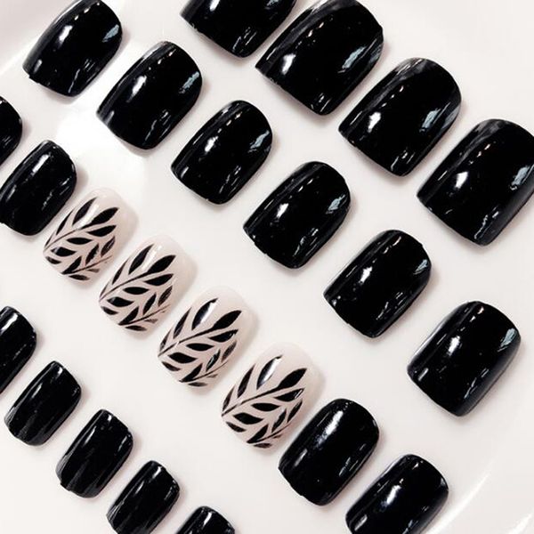 

24pcs/lot black leaves nail water sticker leaf design slider nail art decal beauty decoration for women beauty tools