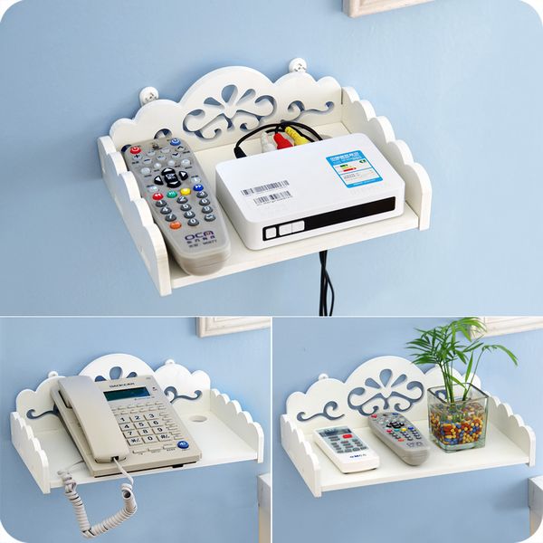 

diy carved woden hdf stb remote control holder tv set-decorative wall shelf mobile phone storage rack organizer home deocr