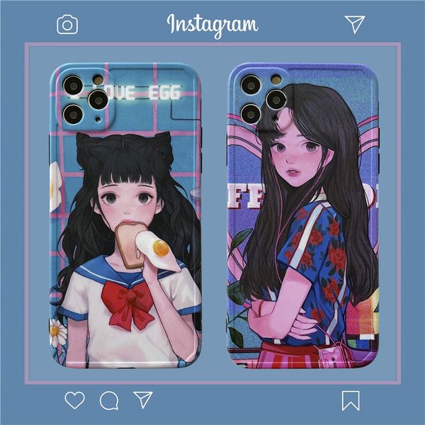 

suitable for iphone 11pro mobile phone case cute manga girl soft case