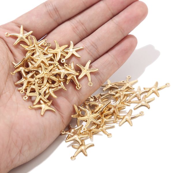 

20pcs stainless steel 15mm gold starfish charm pendants for bracelet necklace jewellry making accessories, Bronze;silver