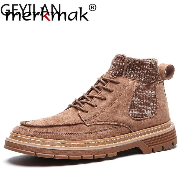 

2019 winter men boots men fashion sock ankle boot lace-up hiking boots male big size 45 sneakers shoes flat, Black