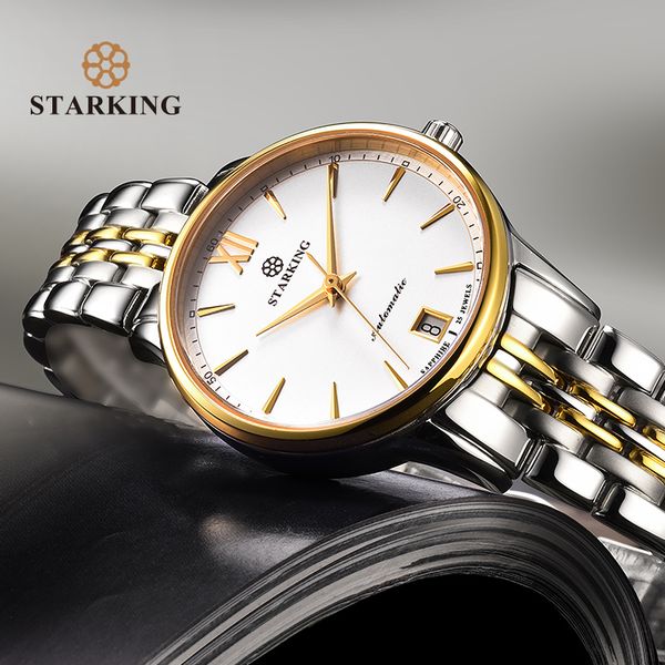 

starking watches women fashion watch 2018 stainless steel automatic mechanial wristwatches elegant female golden ladies watch, Slivery;brown