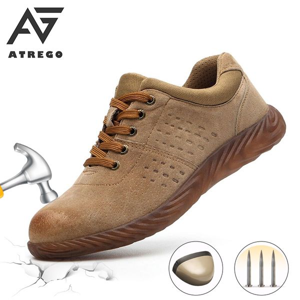 

atrego work safety shoes puncture-proof anti-smashing steel toe cap hiking camping casual running shoes working protective gear, Black