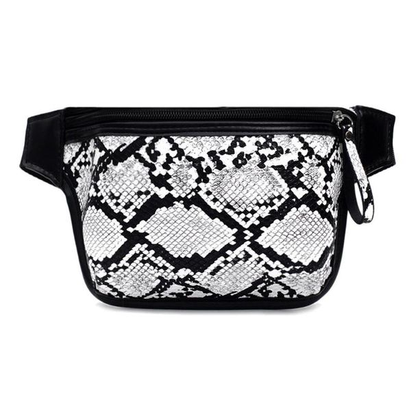 

fashion snake print waist bags for women serpentine pu leather phone pouch fanny chest belt bag shoulder crossbody packs bolsas