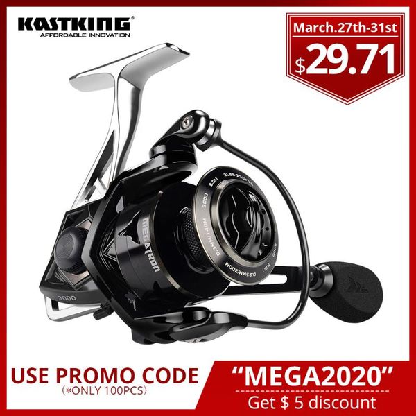 

kastking megatron 21kg max drag carbon drag spinning fishing reel with large spool aluminum body saltwater spinning fishing reel