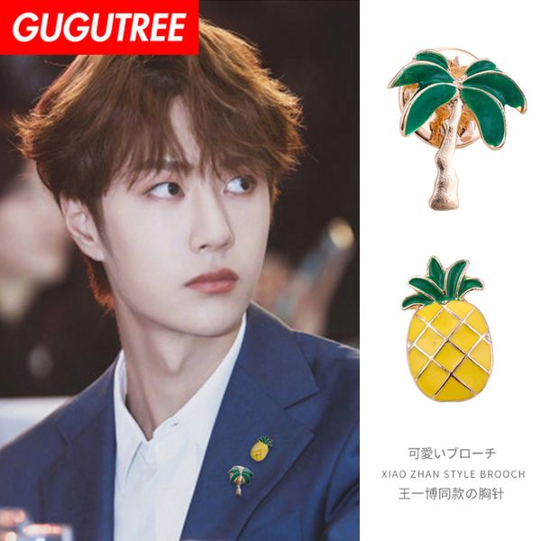 

gugutree brooch breastpin rabbit tree pineapple glasses fish patch metal patches badges applique patches for clothing hh-25, Black