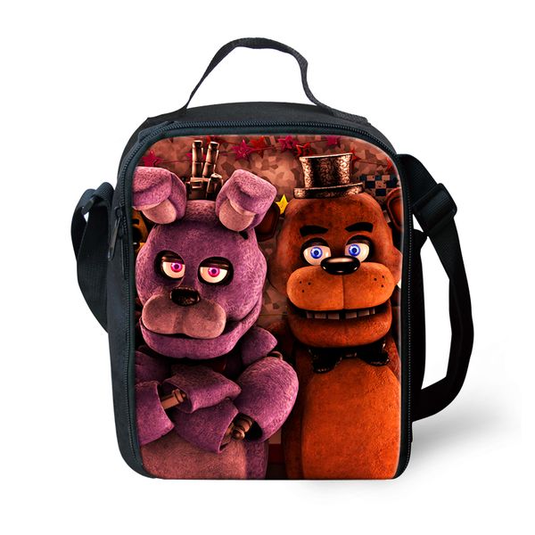 

children's school insulated lunch bags five nights at freddys pattern kids waterproof lunch box family outdoor picnic container, Blue;pink