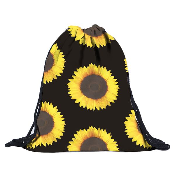 

fashion drawstring bag printing sunflower drawstring backpack women daily casual girl's bag mochila feminina #tw