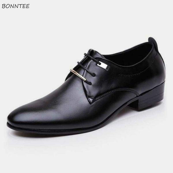 

men's dress shoes trendy plus size all-match working shoe men british style pointed toe lace-up deodorant 2019 new, Black