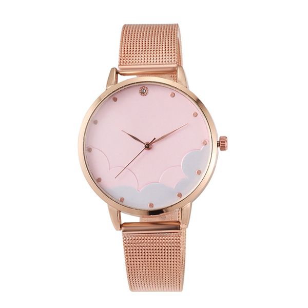 

классический циферблат розовое золото ремешок женские часы кварцевые наручные часы минимализм montre femme acier inoxydable аналоговые часы, Slivery;brown