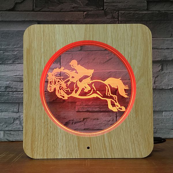

horse riding match 3d led plastic night light diy customized lamp table lamp kids colors gift home decor dropshipping 1578